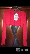 Рукава болеро новое вязаное красное женское тёплое Etincelle Couture Франция размер М 46 44 цвет алый красный ткань мягкая приятная к телу моста 84% вискоза 12% полиамид нейлон 4% эластан спандекс под ...